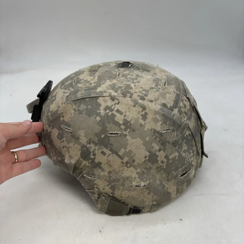 USGI ACH Advanced Combat Helmet Large w/ACU Cover, Chin Strap, Pads, Band & More